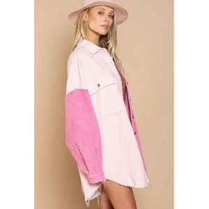 Bubblegum pink shacket oversized jacket shirt
